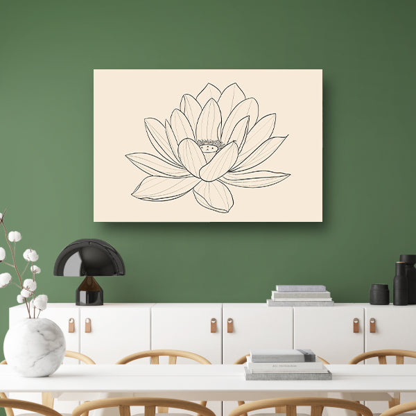 Elegante Lijntekening van Bloeiende Bloem canvas