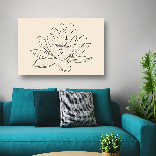 Elegante Lijntekening van Bloeiende Bloem canvas