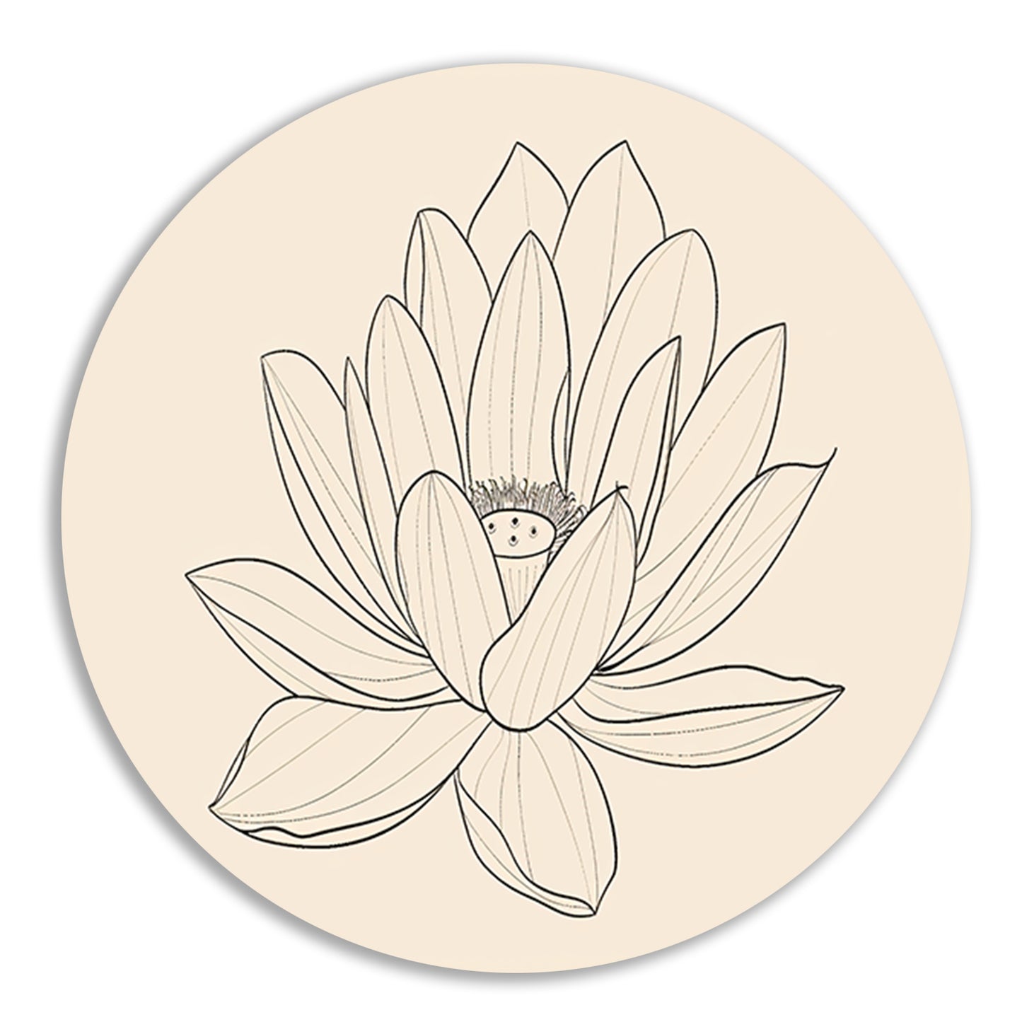 Elegante Lijntekening van Bloeiende Bloem aluminium muurcirkel