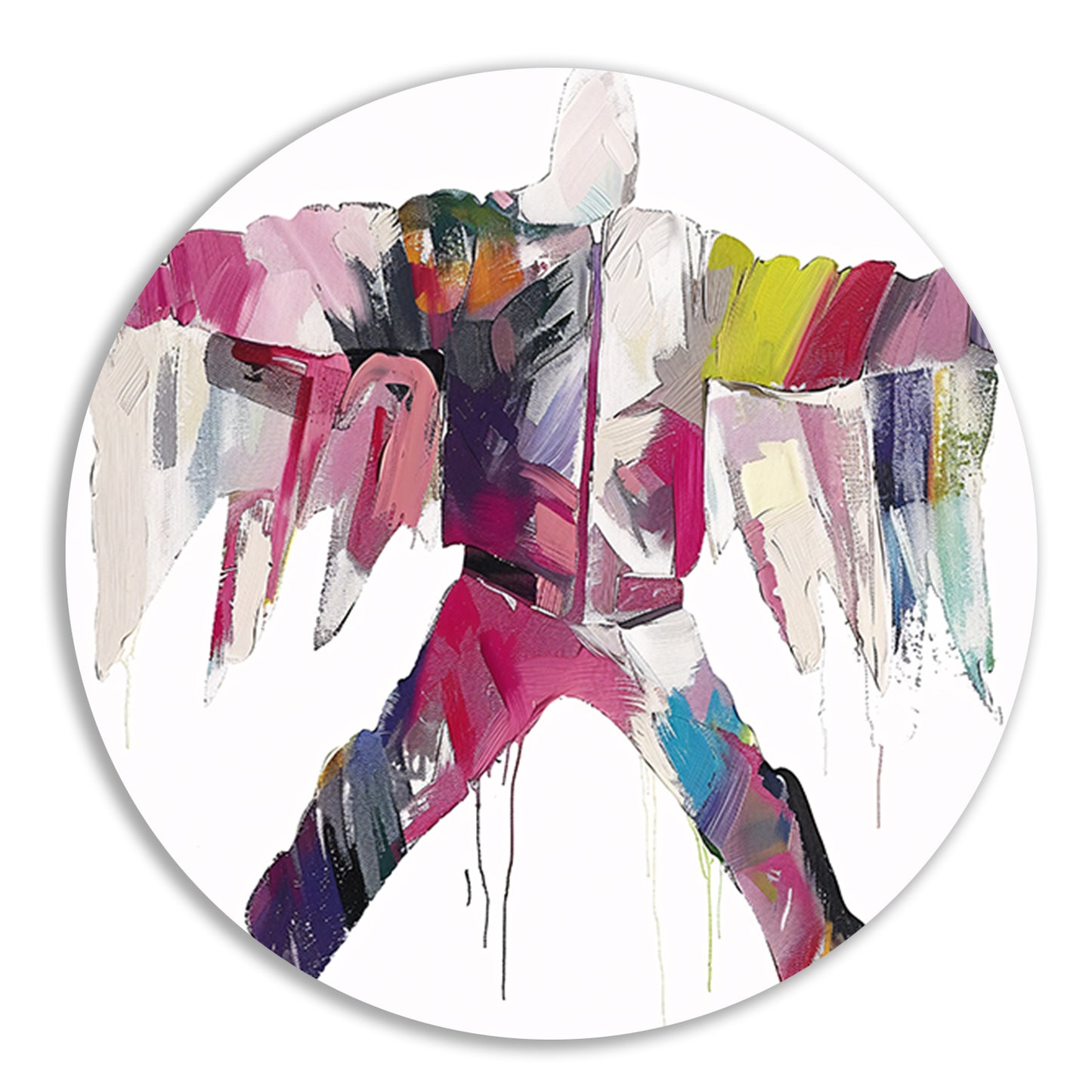 Kleurrijke abstracte figuur met dynamische vormen forex muurcirkel