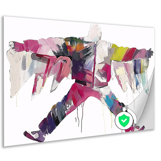 Kleurrijke abstracte figuur met dynamische vormen poster