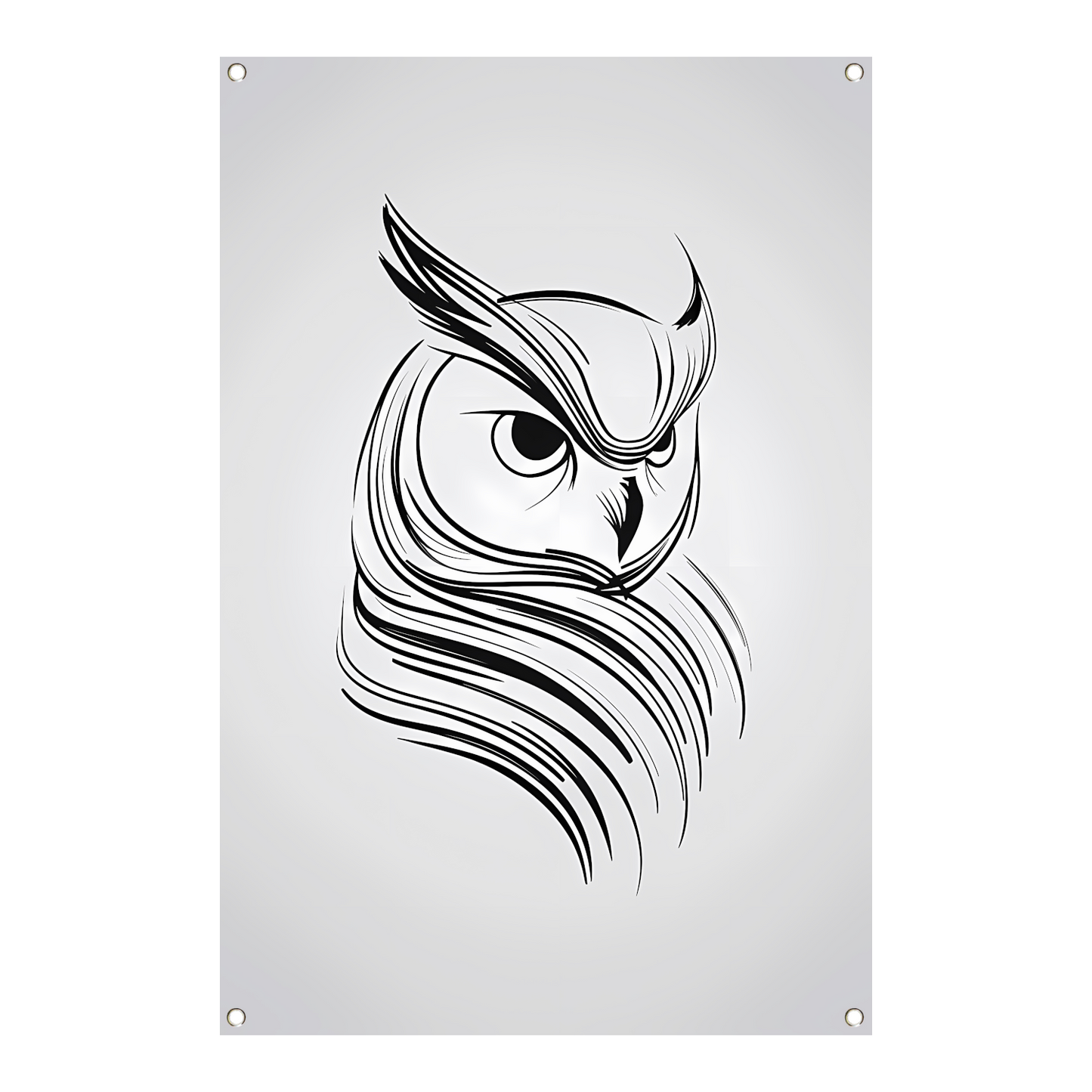 Minimalistische uil in zwart-wit lijnen tuinposter