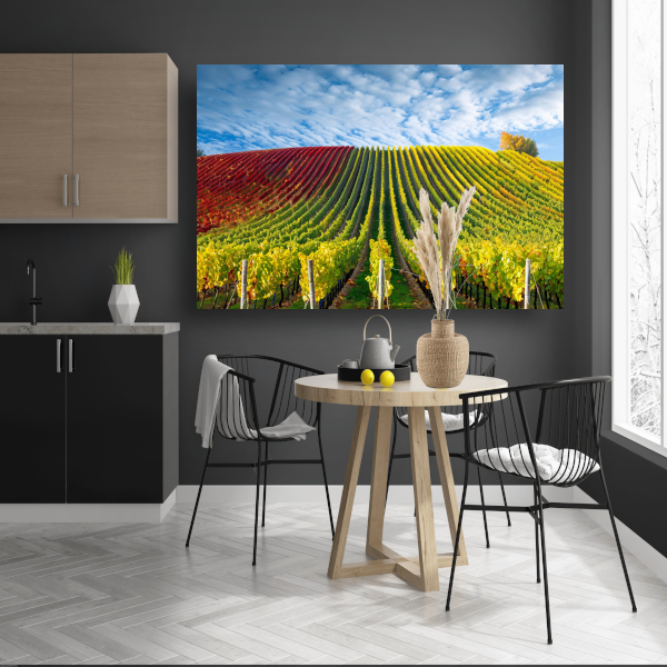 Herfstpanorama van kleurrijke wijngaarden canvas