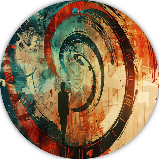 Dynamische Tijdsspiraal met Kleurrijke Elementen aluminium muurcirkel