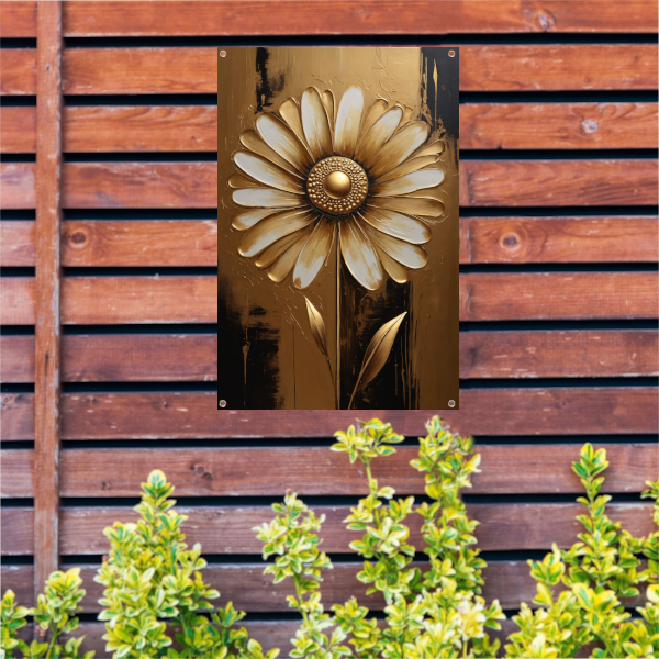 Abstracte Gouden Bloem op Sepia Achtergrond tuinposter