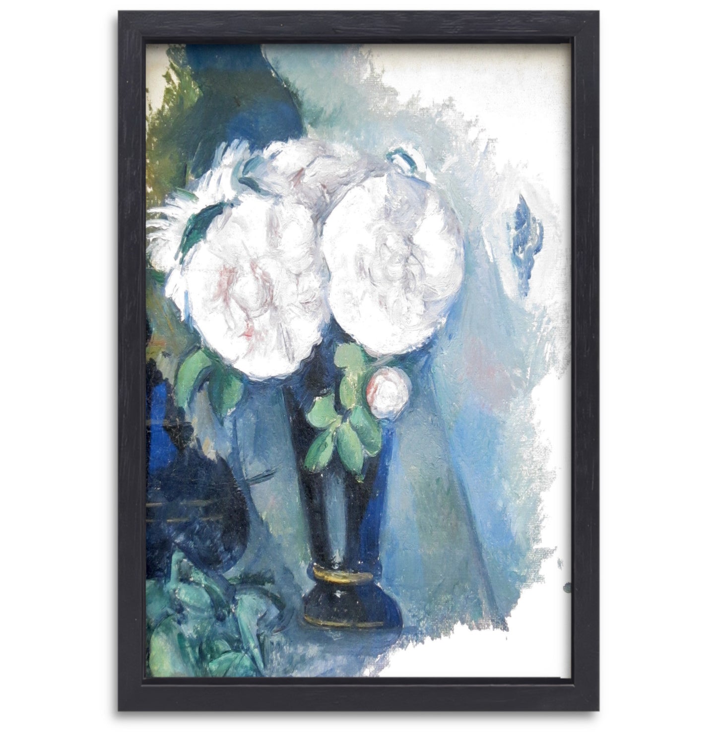 Bloemen in een blauwe vaas - Paul Cézanne canvas met baklijst