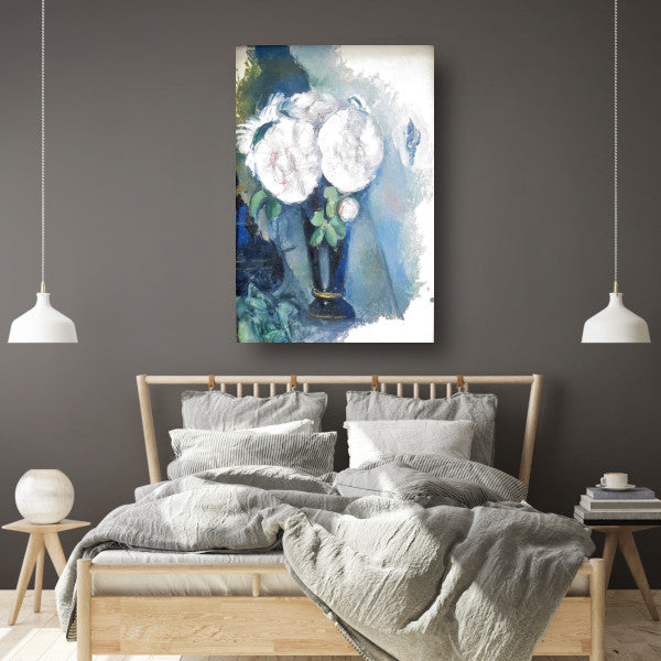 Bloemen in een blauwe vaas - Paul Cézanne canvas met baklijst