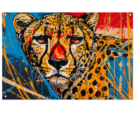 Dynamisch Kleurrijk Cheetah Graffiti Schilderij tuinposter
