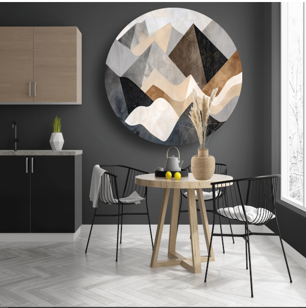 Abstracte bergen in aardetinten minimalistisch design forex muurcirkel