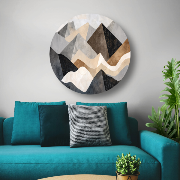 Abstracte bergen in aardetinten minimalistisch design forex muurcirkel