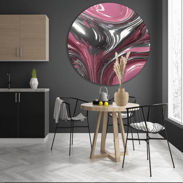 Reflectie van zilver en roze in abstractie forex muurcirkel