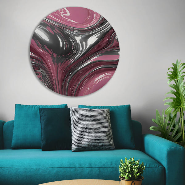 Reflectie van zilver en roze in abstractie forex muurcirkel