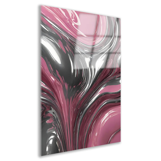 Reflectie van zilver en roze in abstractie acrylglas