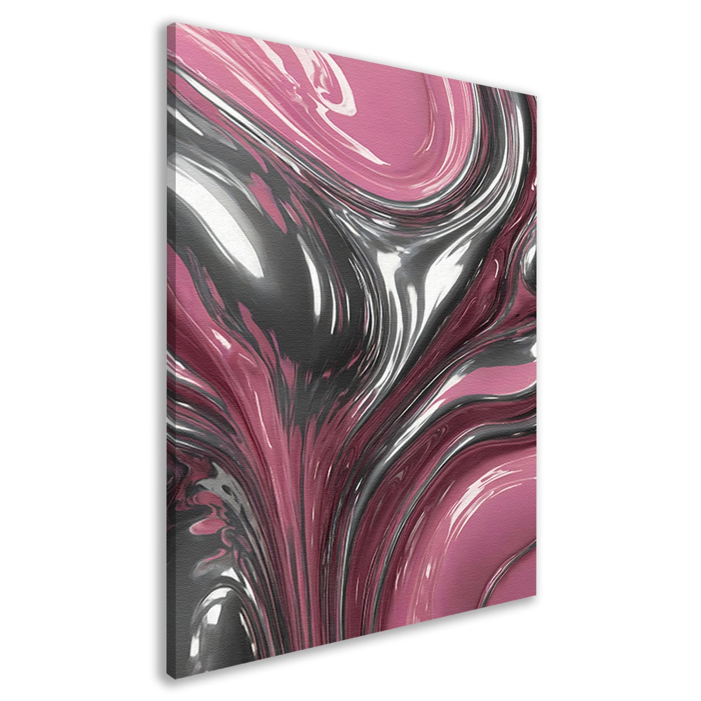 Reflectie van zilver en roze in abstractie canvas