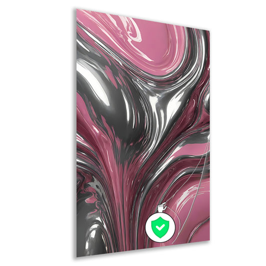 Reflectie van zilver en roze in abstractie poster