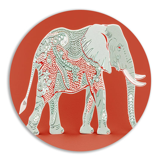 Kleurrijk Pop Art ontwerp van olifant aluminium muurcirkel