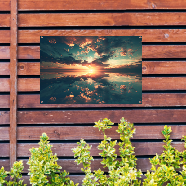 Zonsondergang Boven Kalme Oceaan tuinposter