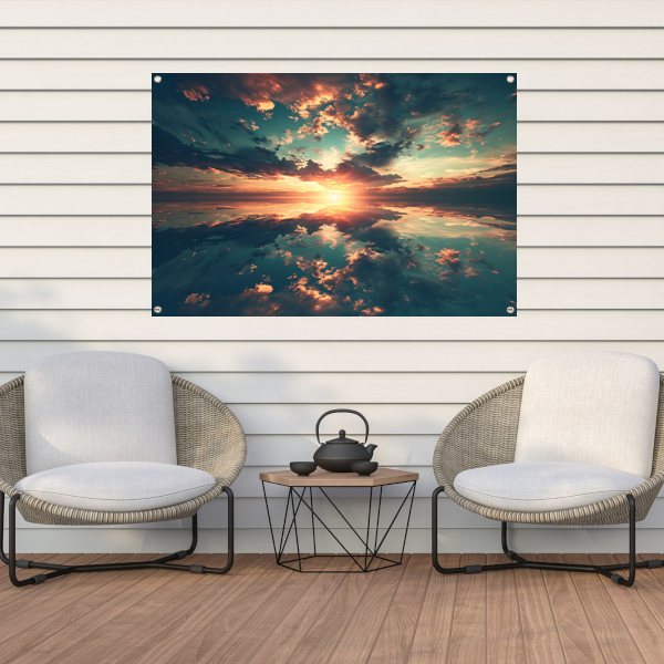 Zonsondergang Boven Kalme Oceaan tuinposter