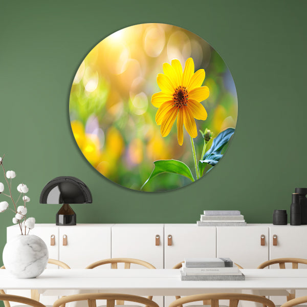 Zonnebloem Stilleven aluminium muurcirkel
