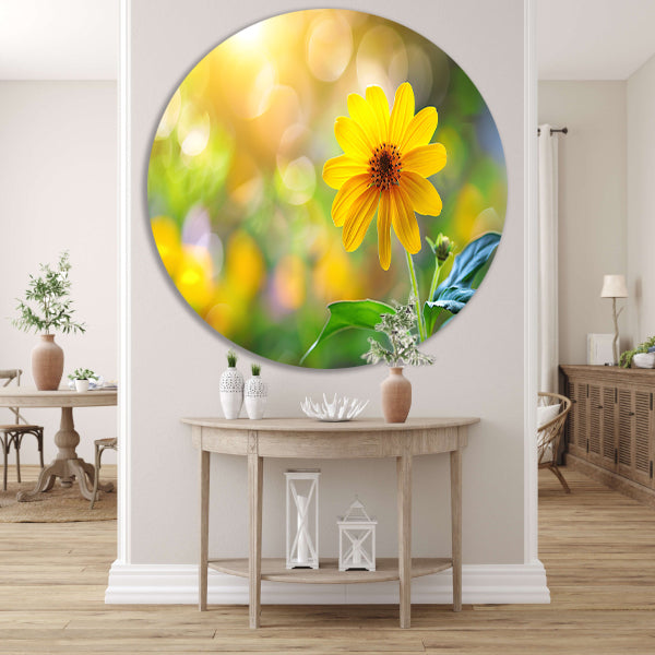 Zonnebloem Stilleven aluminium muurcirkel