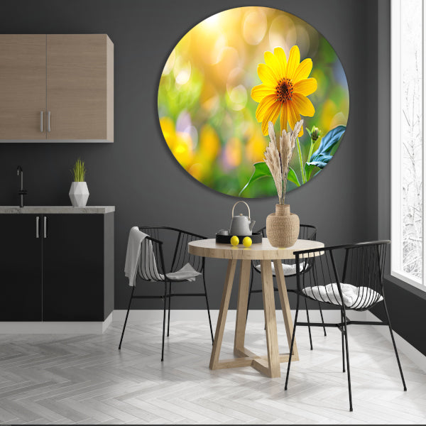 Zonnebloem Stilleven aluminium muurcirkel