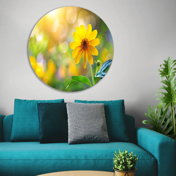 Zonnebloem Stilleven aluminium muurcirkel