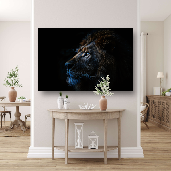De stille majesteit van de nachtelijke leeuw canvas
