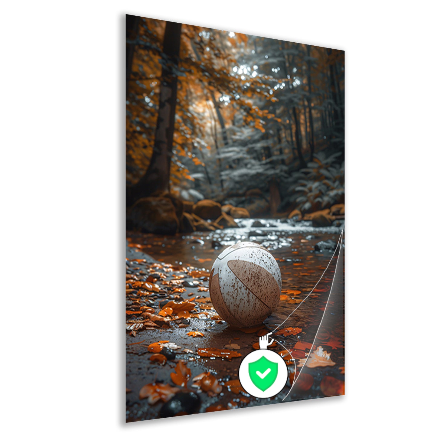 Verweerde Bal in Herfstbos poster
