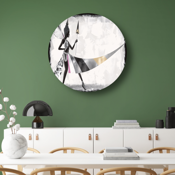 Art Deco Vrouw in Monochroom met Goud aluminium muurcirkel