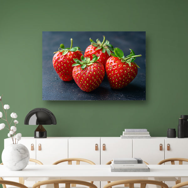 Klassiek aardbeien op tafel canvas