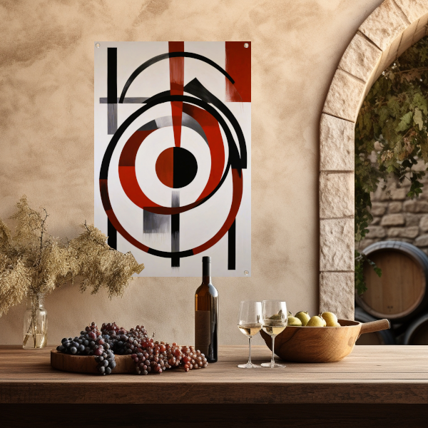 Abstracte Symmetrie in Rood, Zwart en Wit tuinposter