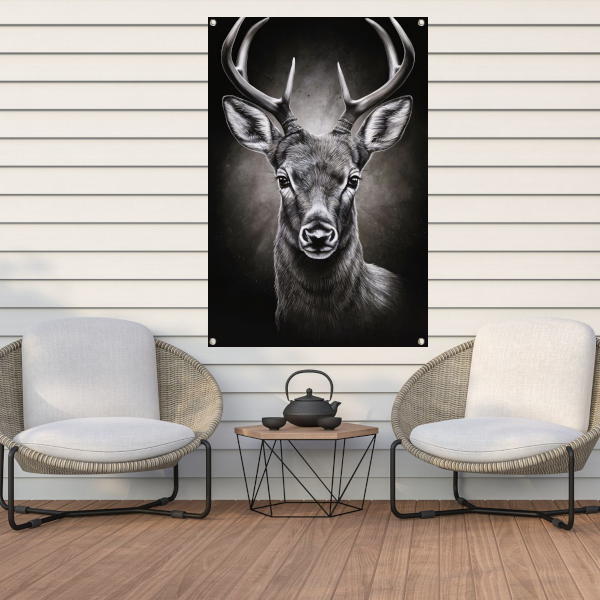 Hyperrealistisch Portret van een Majestueus Hert tuinposter