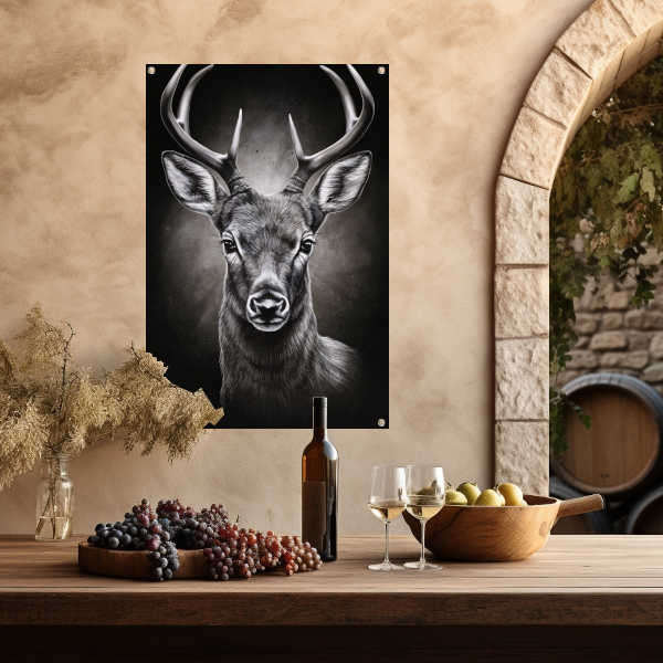 Hyperrealistisch Portret van een Majestueus Hert tuinposter