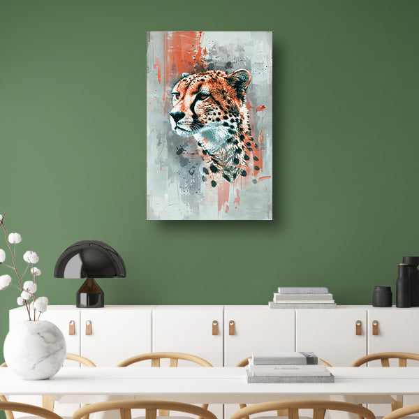 Digitale kunst van cheeta op abstracte achtergrond canvas