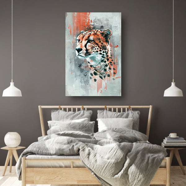 Digitale kunst van cheeta op abstracte achtergrond canvas