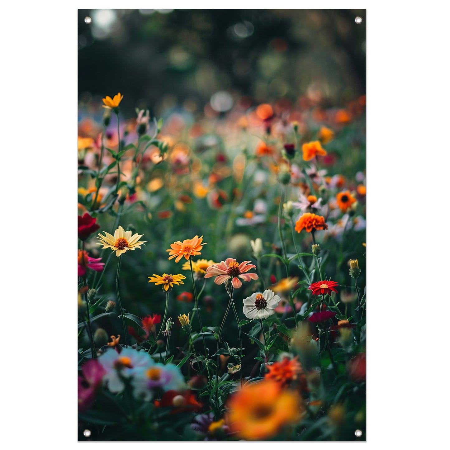 Kleurrijk Bloemenveld in Zomerzon tuinposter