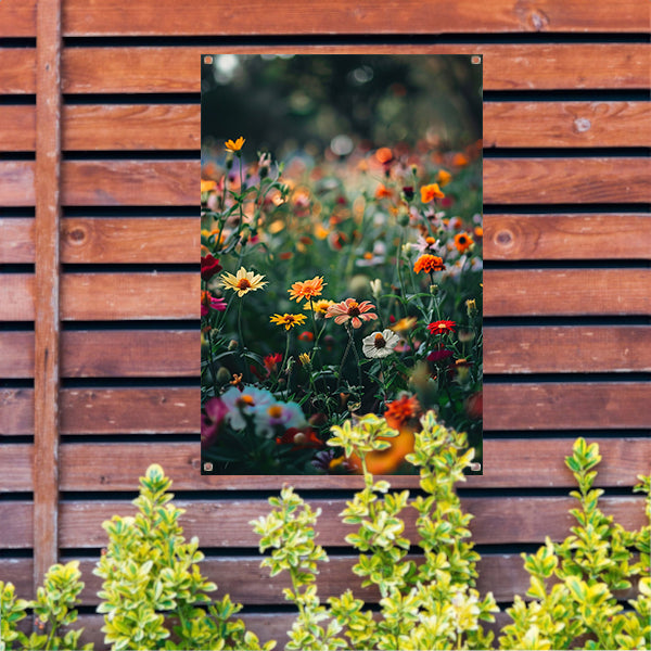 Kleurrijk Bloemenveld in Zomerzon tuinposter