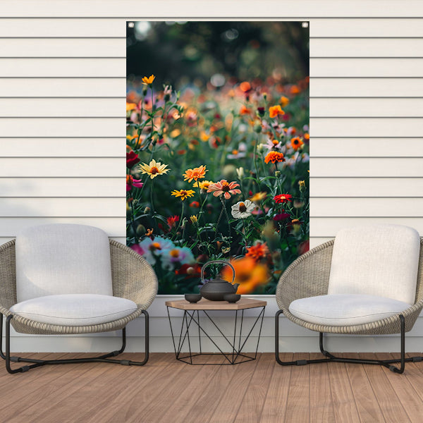 Kleurrijk Bloemenveld in Zomerzon tuinposter