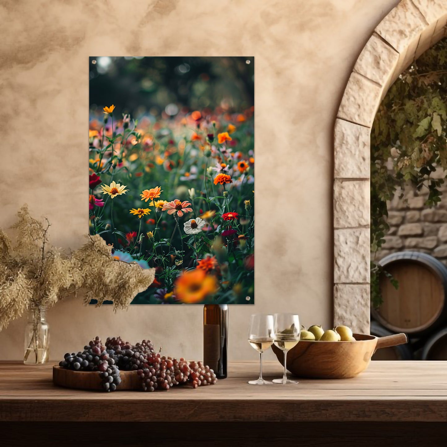 Kleurrijk Bloemenveld in Zomerzon tuinposter