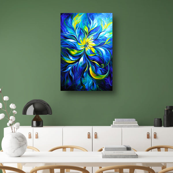 Abstract schilderij met dynamische kleurencombinatie canvas