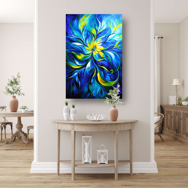 Abstract schilderij met dynamische kleurencombinatie canvas