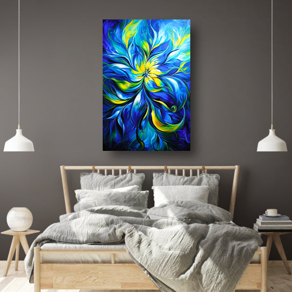 Abstract schilderij met dynamische kleurencombinatie canvas