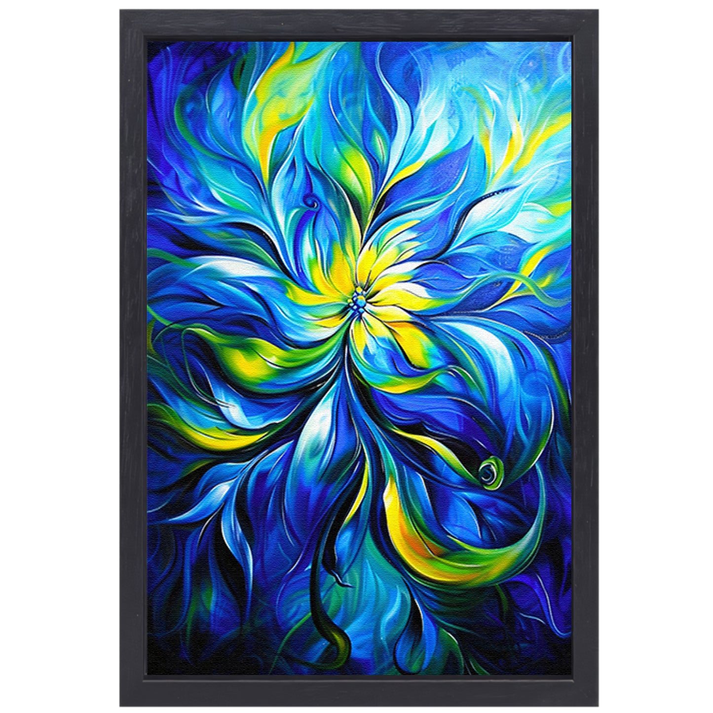 Abstract schilderij met dynamische kleurencombinatie canvas met baklijst