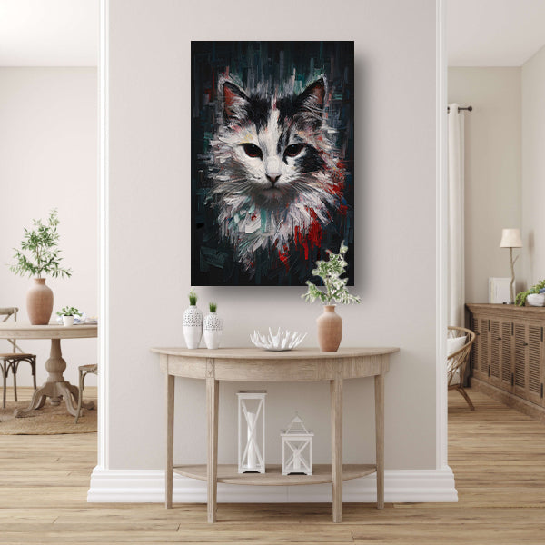 Blik van een Abstracte Kat in Kleur canvas