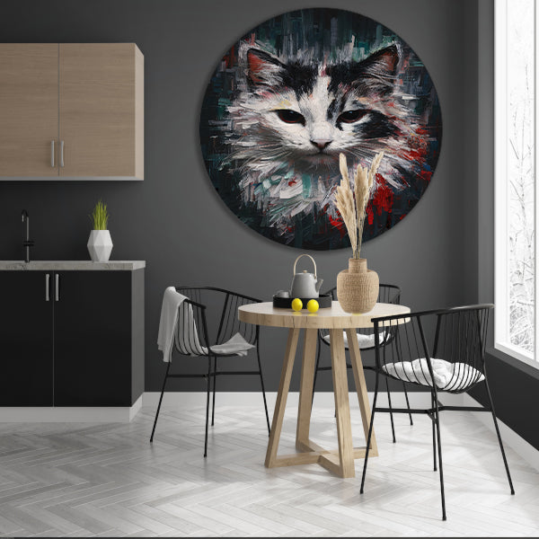 Blik van een Abstracte Kat in Kleur aluminium muurcirkel