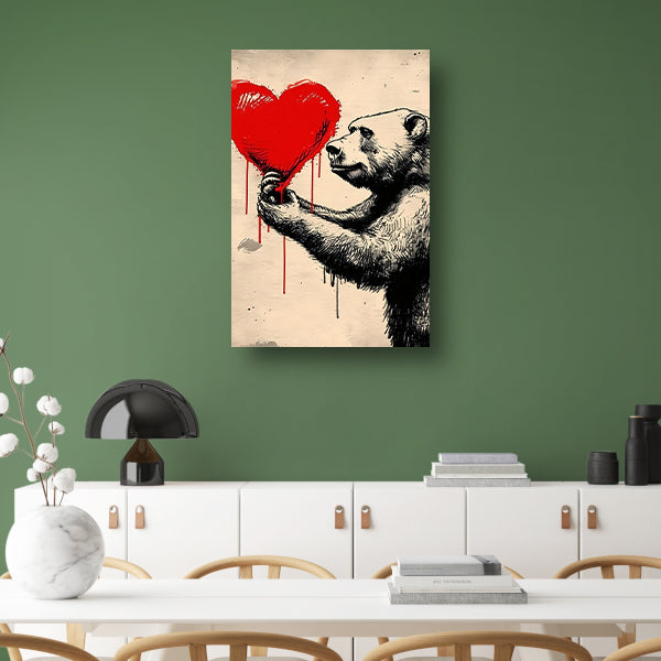 Beer met een bloedend hart poster
