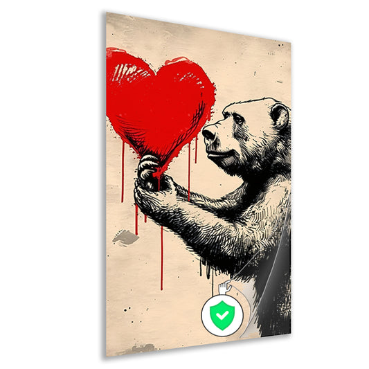 Beer met een bloedend hart poster