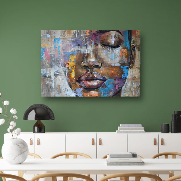 Abstract Portret van Vrouw met Kleuren poster