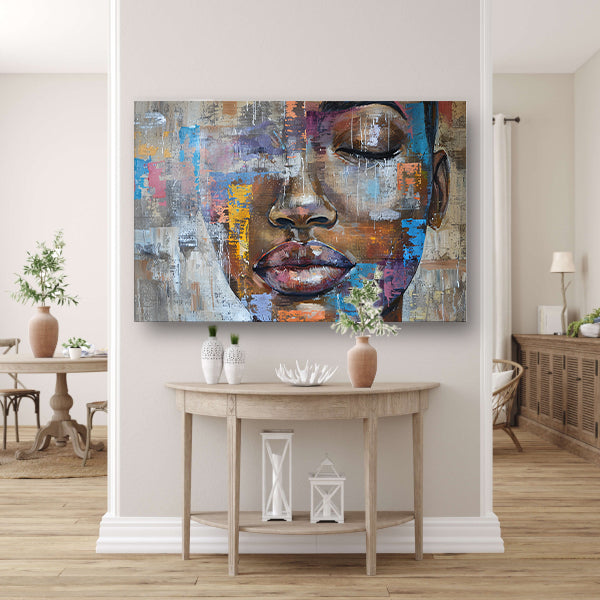 Abstract Portret van Vrouw met Kleuren poster