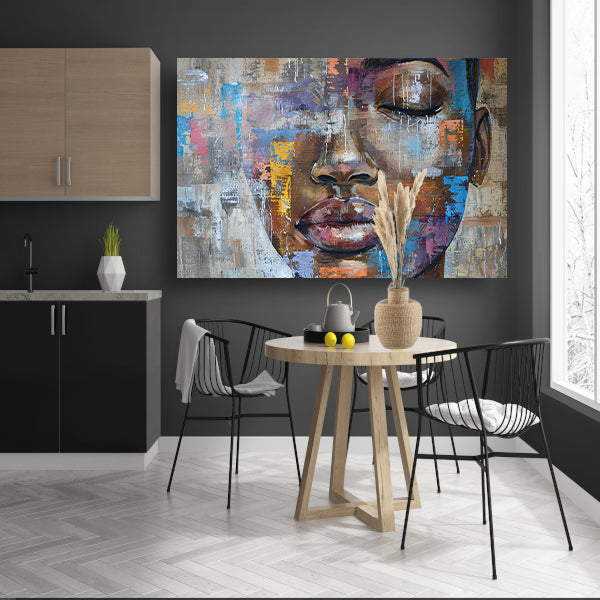 Abstract Portret van Vrouw met Kleuren poster